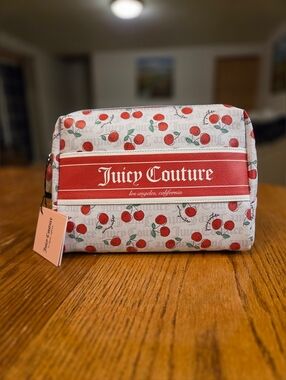 Juicy Couture Cherry Print Makeup Pouch - Red & White